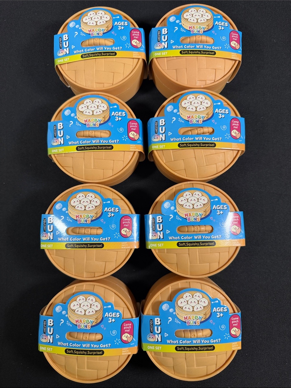 Lot of 8 Happy Buns Squishy Dumpling Toy Surprise Steamer Basket - New
